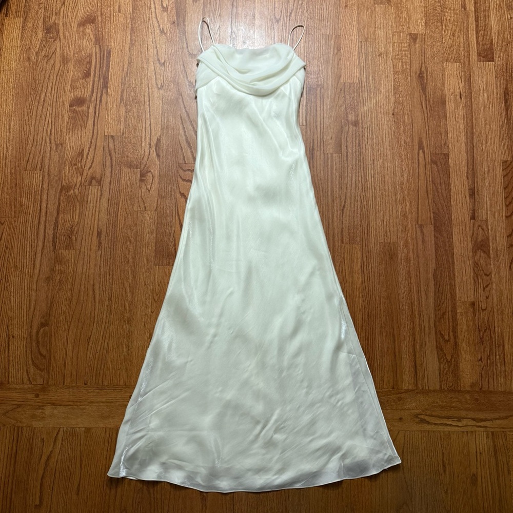 Dollar ivory strappy cowl neck A line wedding dress size M